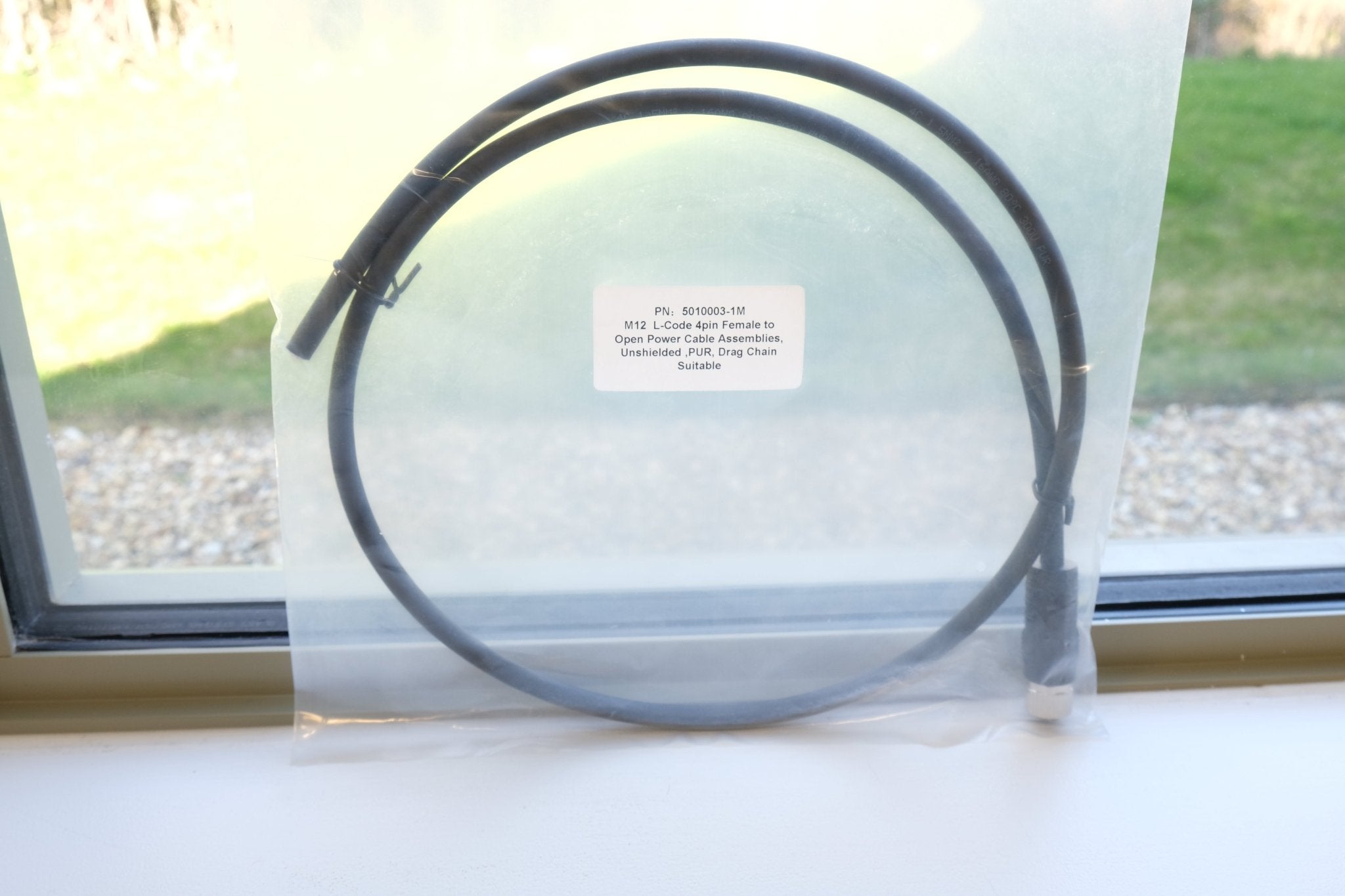 M12 L-Code 4-Pin Female to Open Wire Power Cable 1m – PUR Drag Chain
