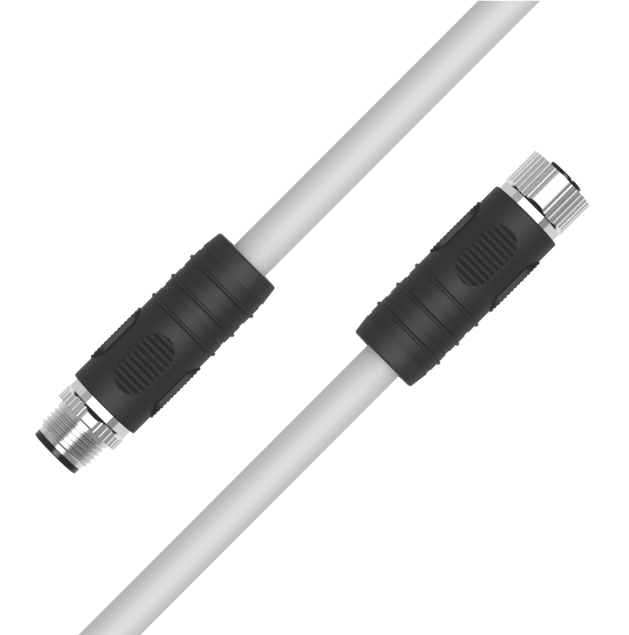 M12 L-coded male to female 5-pin 4+FE 14AWG shielded power cable