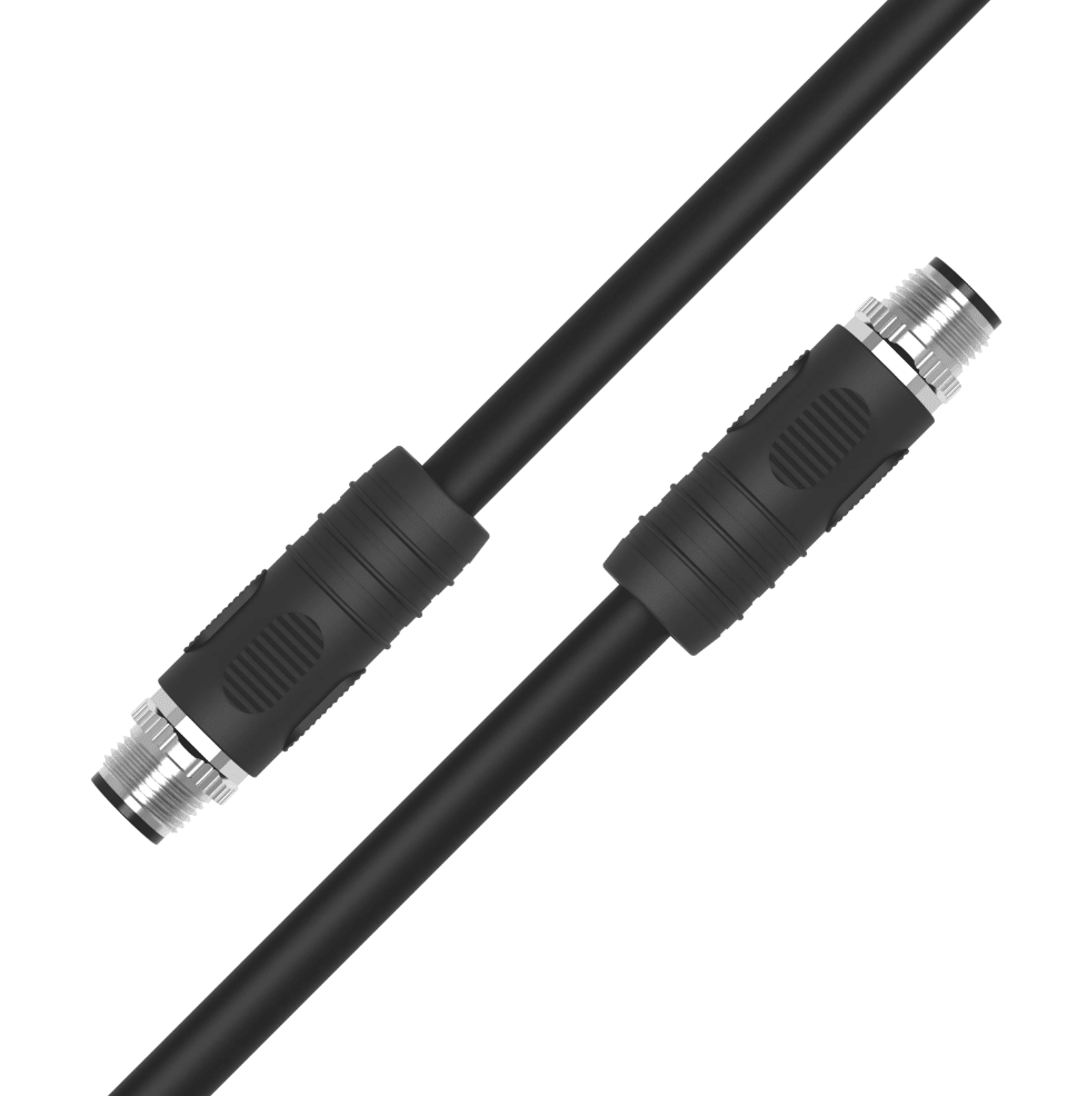 M12 L-coded male to male 4-pin 16AWG PUR power cable assembly