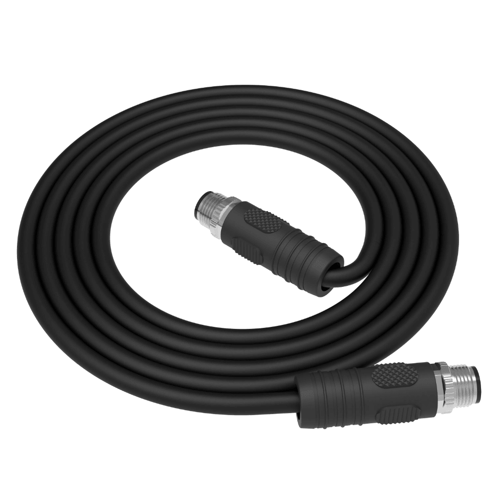 Black hose with connectors on a white background