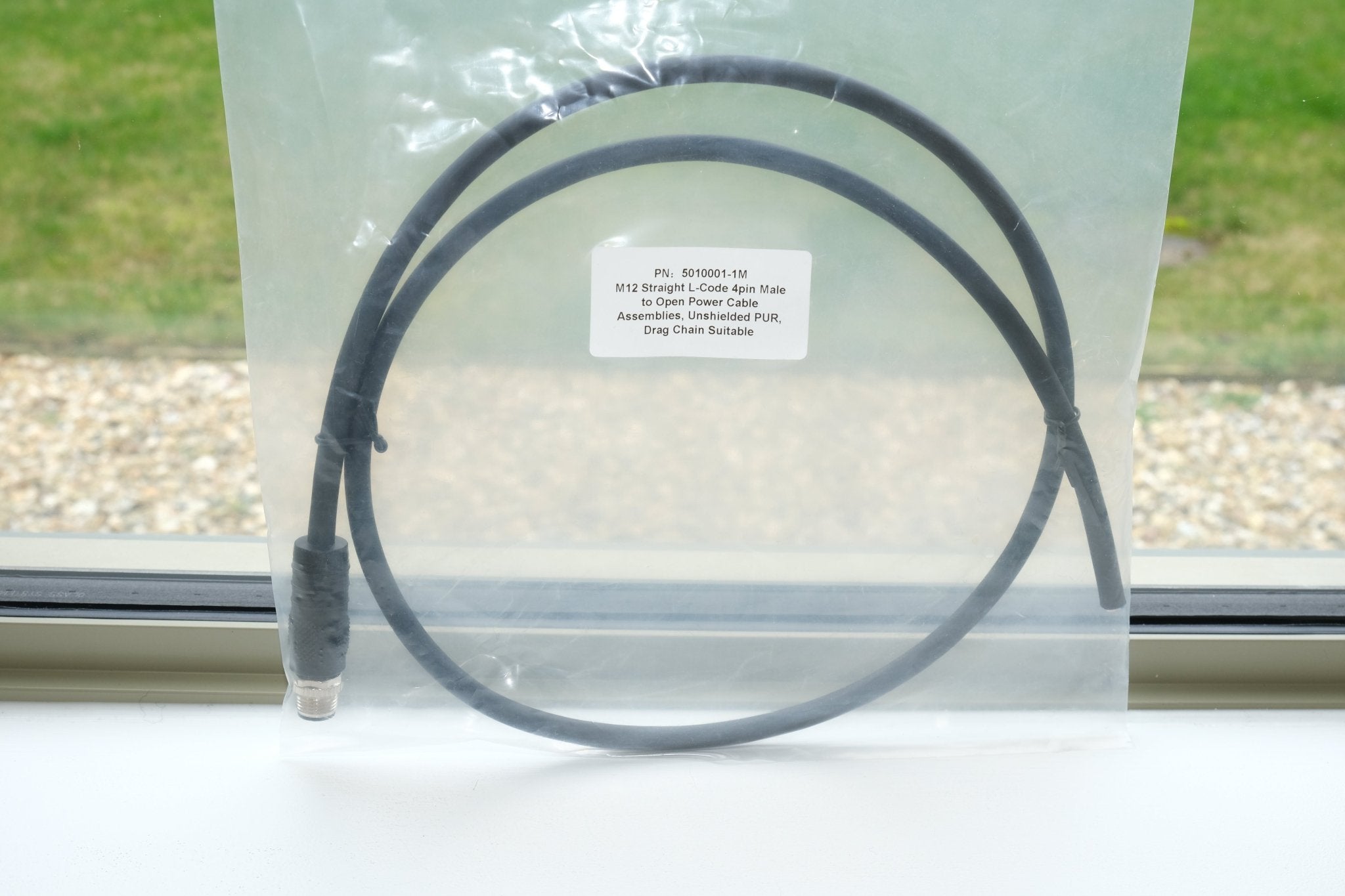 M12 L-Coded Male to Open End 4-Pin 16AWG Power Cable