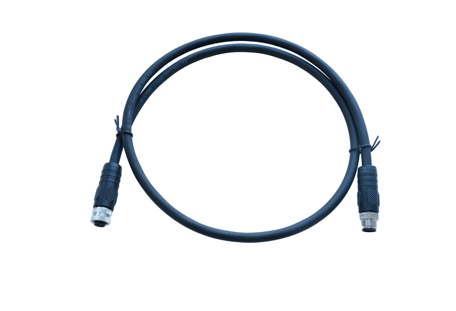 M12 S-Code 4-Pin Male to Female Power Cable 1m – PUR Drag Chain Industrial