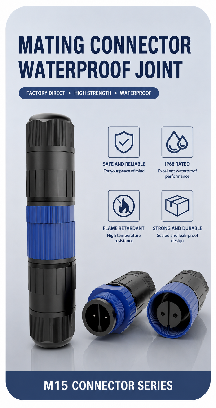 M15 LED lighting connector with blue 