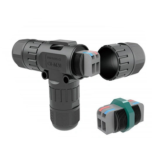 M20 2 pin waterproof cable branch connector
