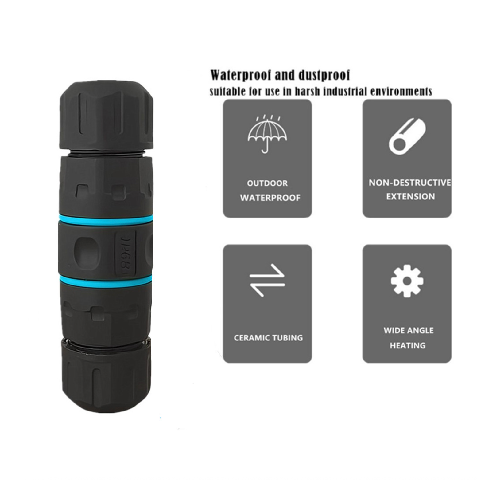Waterproof Cat6 RJ45 Connector, IP68 M20 Shielded Ethernet Coupler | 8P8C Adapter