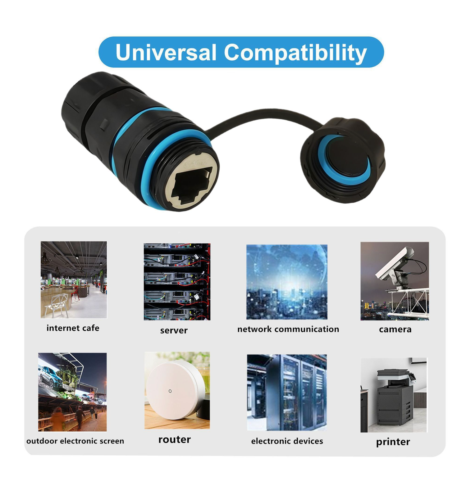 Cat6 RJ45 Waterproof Connector IP68 | M21 8P8C Shielded Ethernet LAN Coupler Adapter