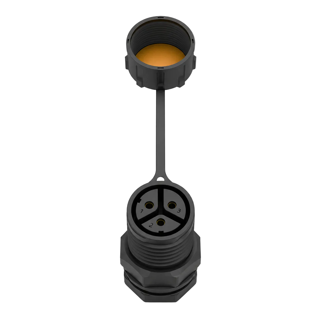 M25 3 pin panel mount connector front view