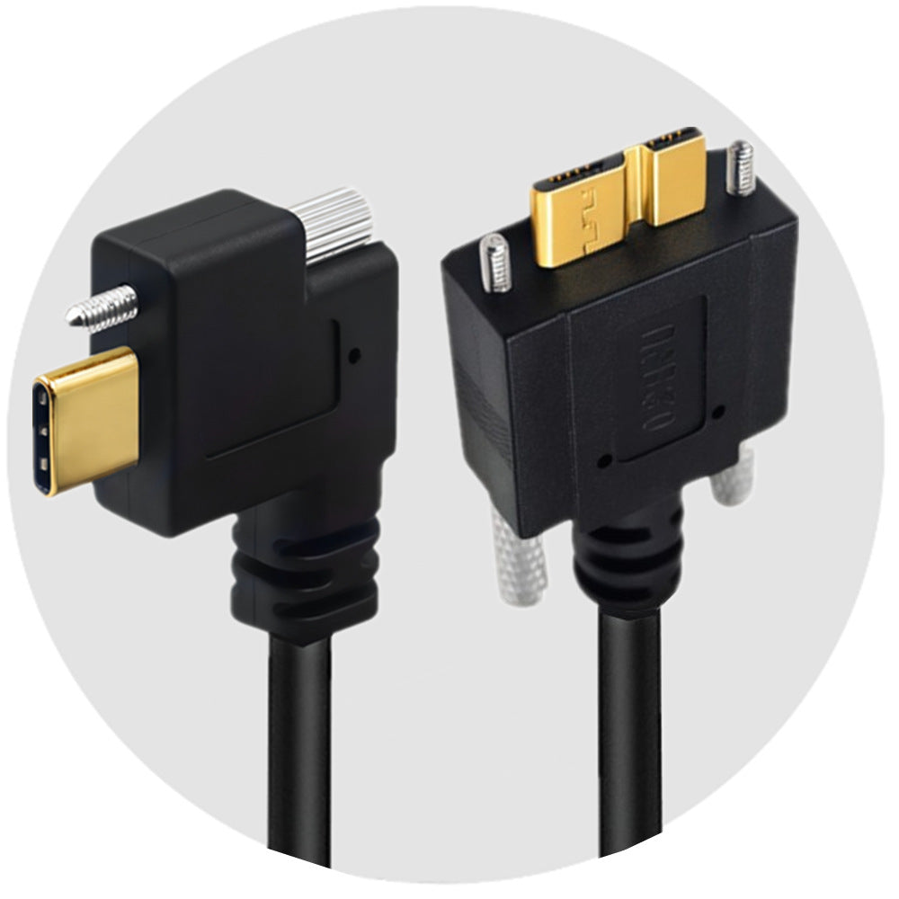 Micro USB 3.0 Type-B male connector with dual securing screws