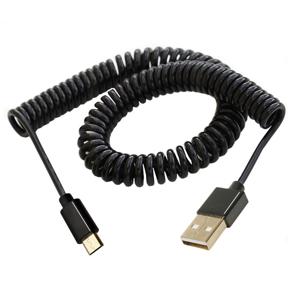 Micro USB coiled cable extended length