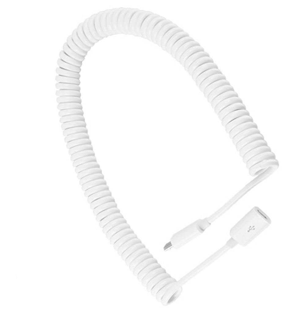 Micro USB coiled extension cable 3m white 