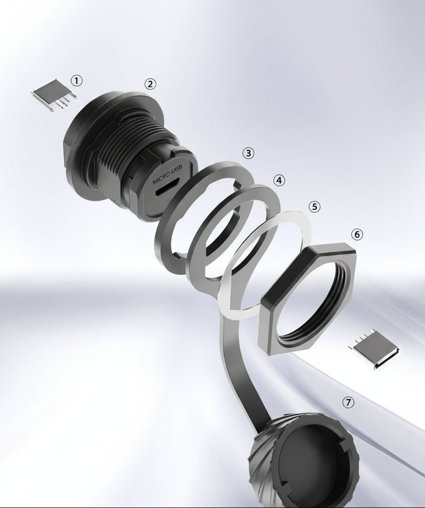 Micro USB direct and solder female socket