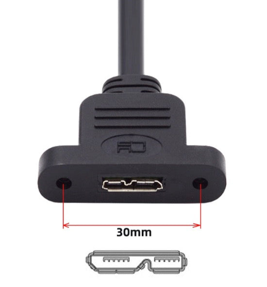 Micro USB female panel mount connector with screw holes
