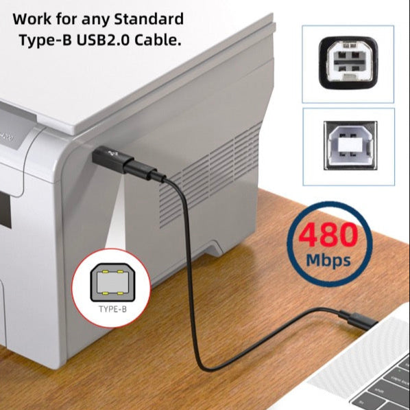 Micro USB OTG adapter compatible with printers scanners and USB Type B peripherals
