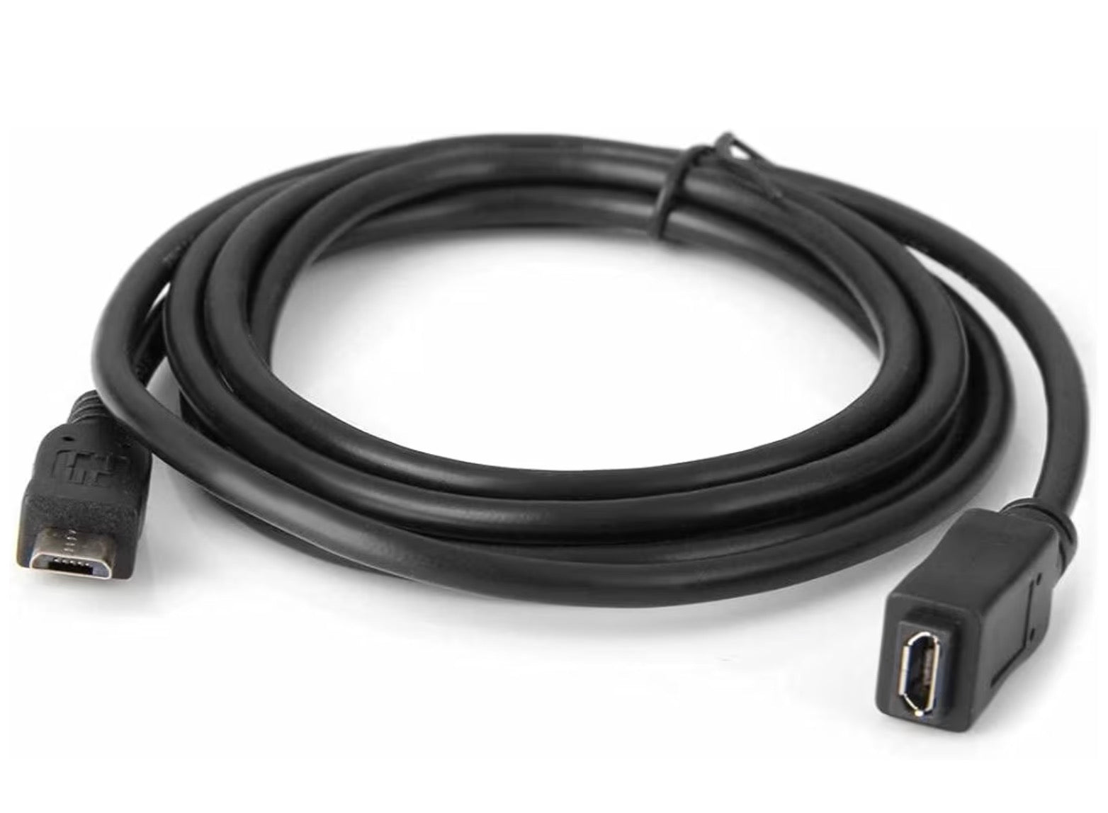 Coiled 1.5 metre Micro USB OTG extension cable with male and female connectors