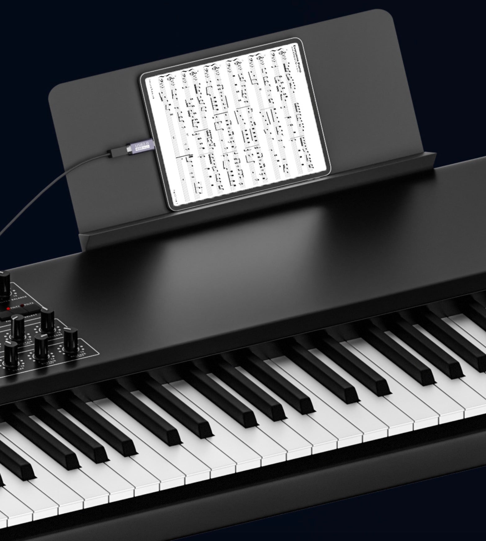 Micro USB OTG to USB Type B adapter used with electronic keyboard and MIDI equipment