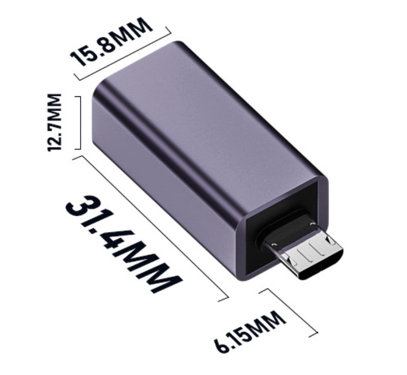USB 2.0 OTG adapter supporting data transfer speeds up to 480Mbps