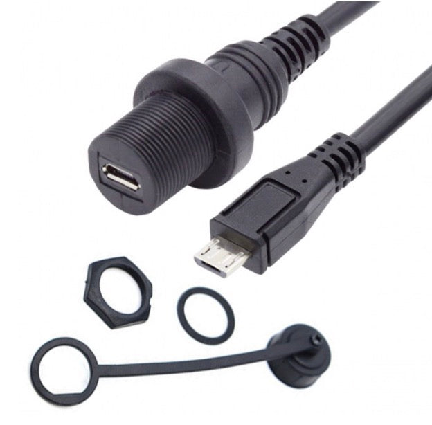 Micro USB 2.0 5 Pin panel mount extension cable main view