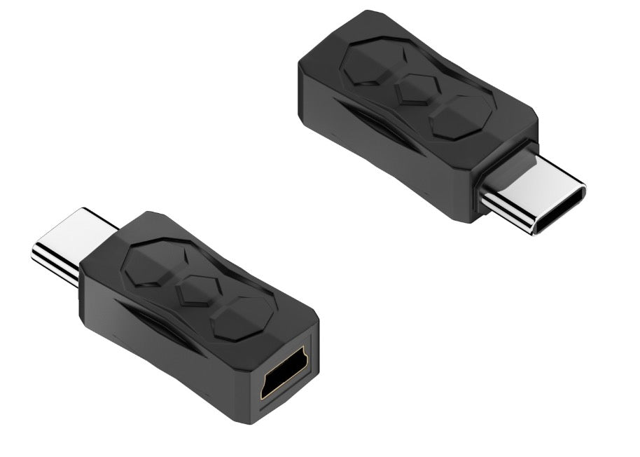 Micro USB male to Mini USB female adapter showing compact connector design