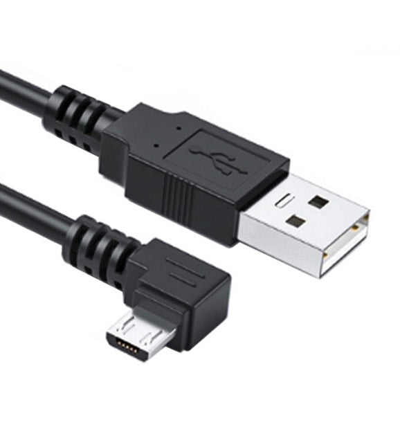 Micro USB to USB A sync cable with right angle connector