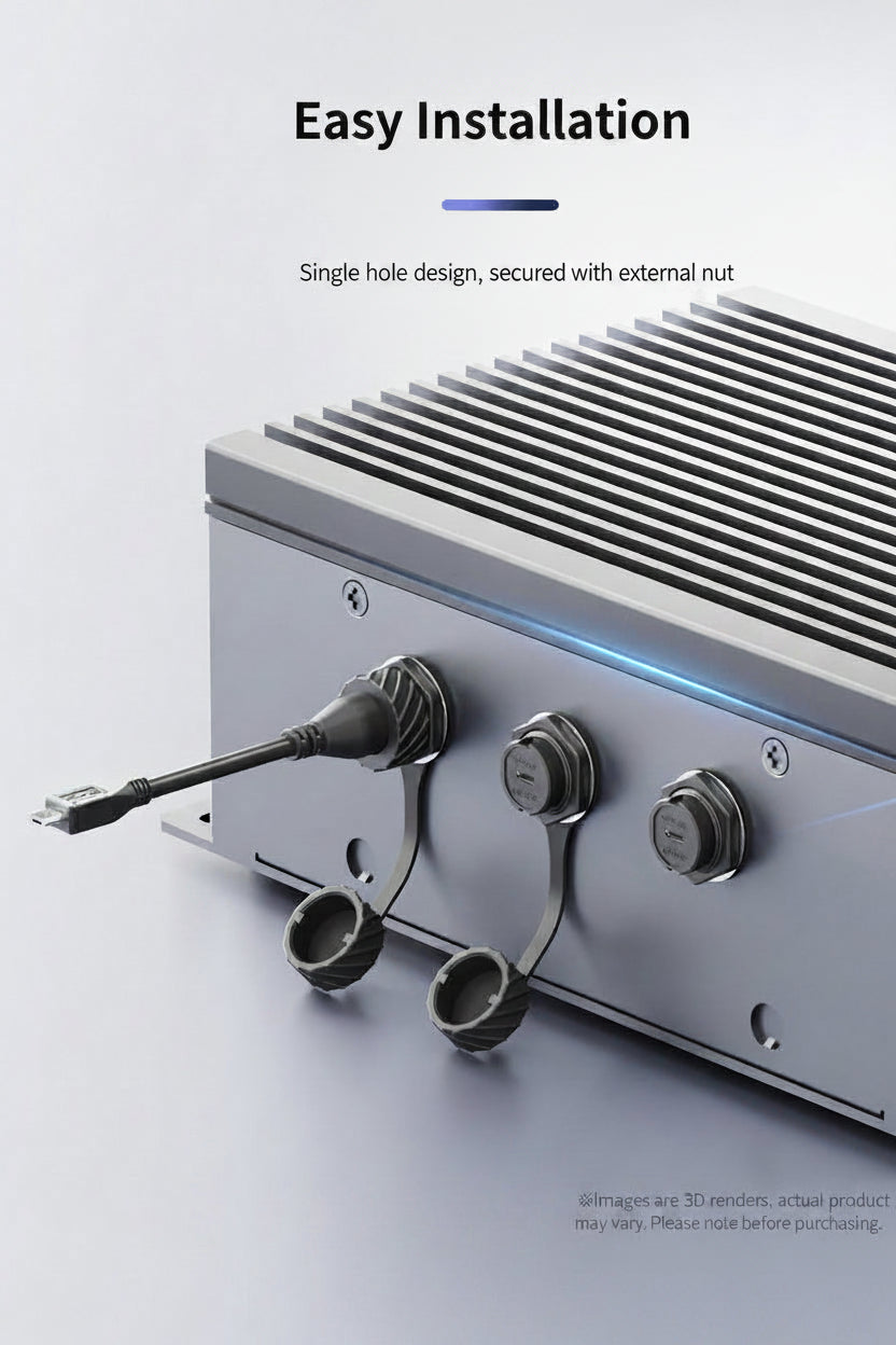 Metallic electronic device with cables and knobs on a light gray background