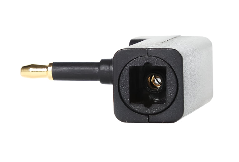 Front connector view of TOSLINK to 3.5mm Mini optical audio adapter