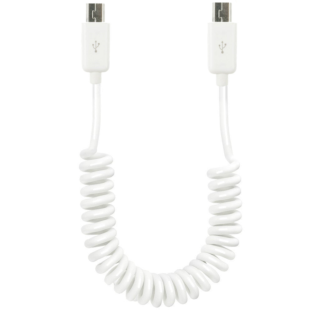 Mini USB male to male OTG coiled cable white