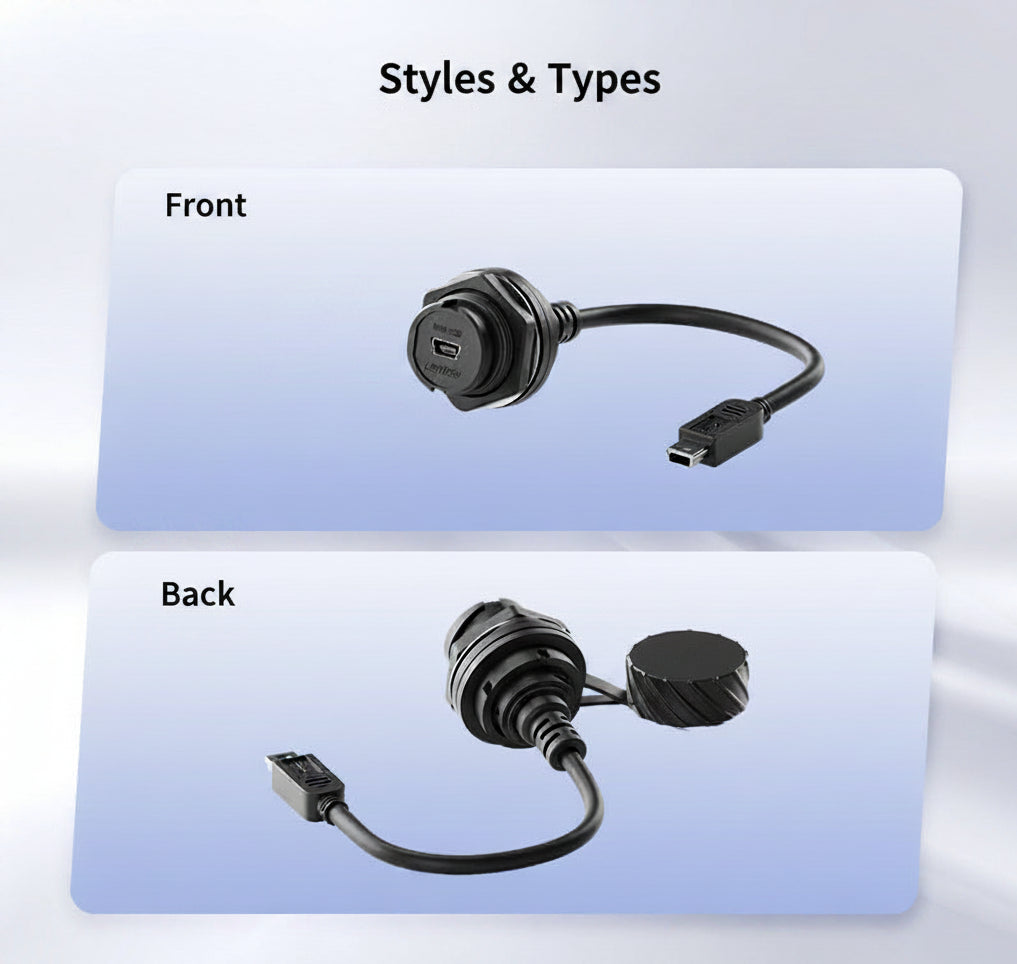 Mini USB female to male waterproof cable