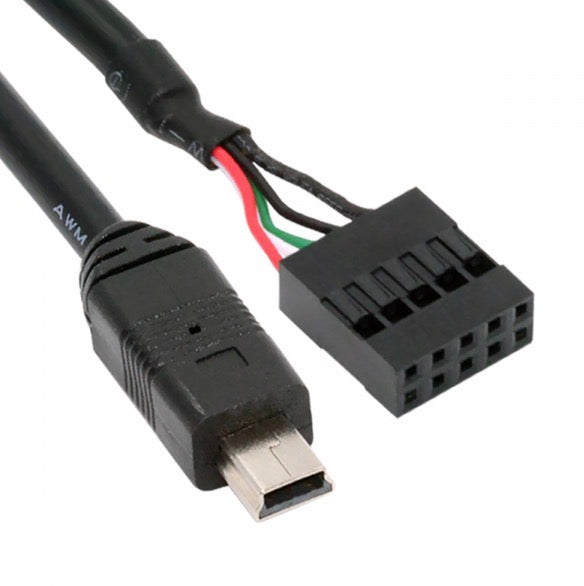 Mini USB male connector and USB 2.0 motherboard 9 pin header female adapter cable