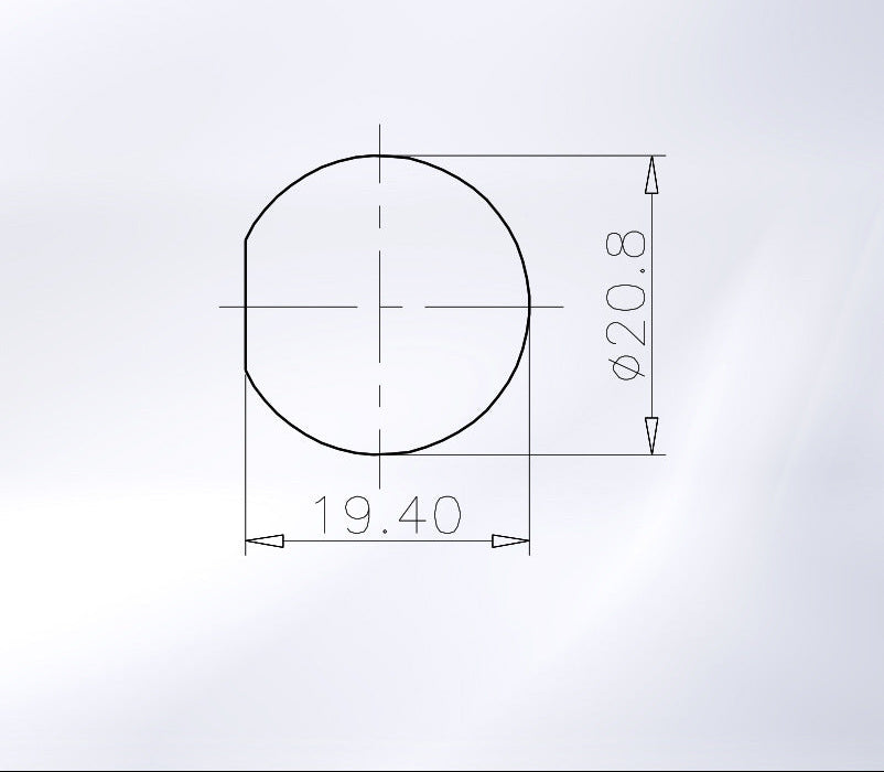 Technical drawing of a circular component with dimensions on a light gray background
