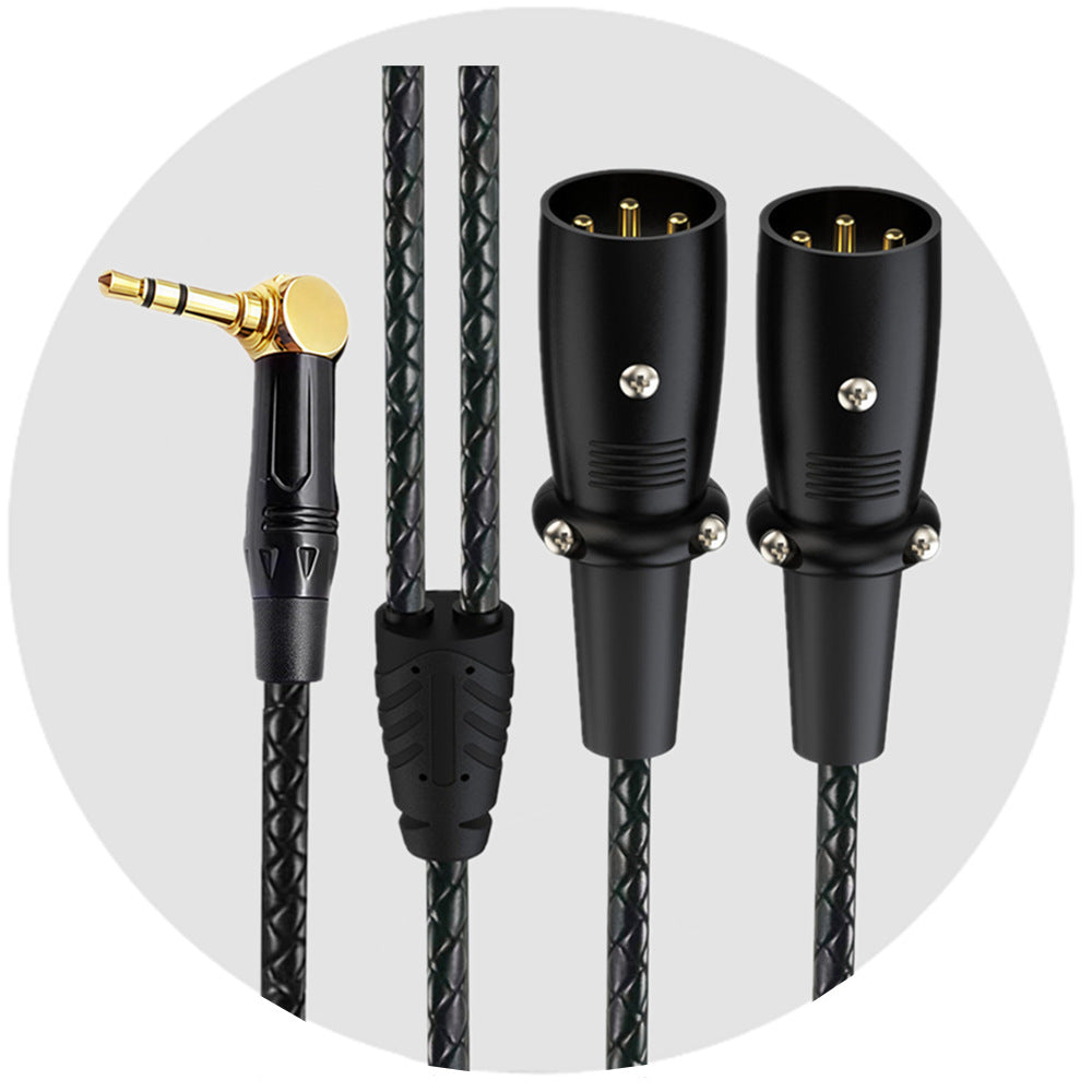 audio splitter cable connected to mixer and professional speaker setup