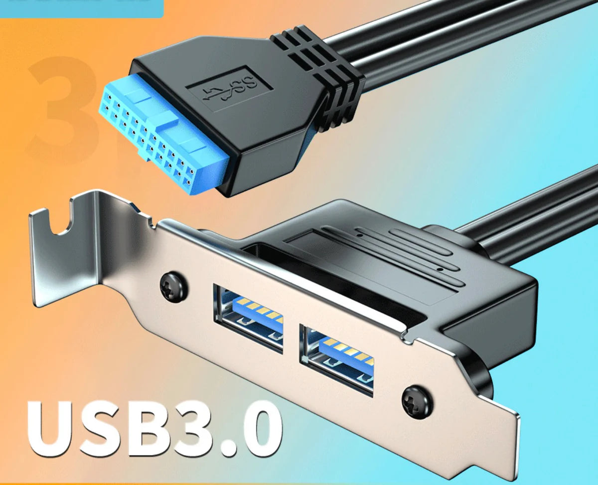 20 pin internal header to dual USB 3.0 adapter cable short length