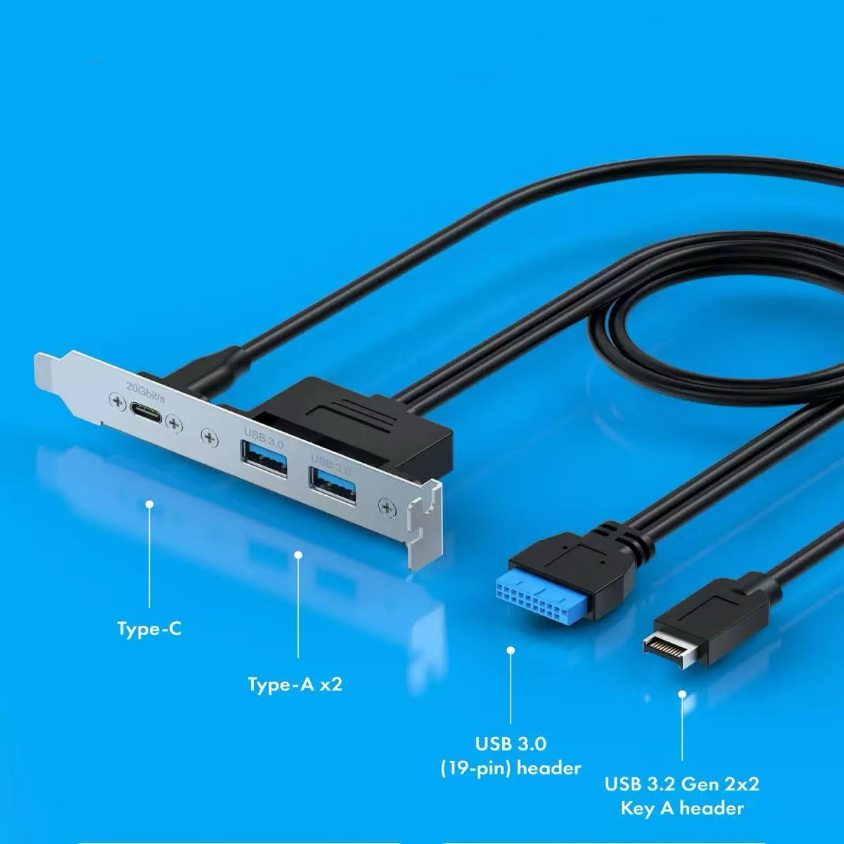 Type-E Key-A 20 pin to USB 3.0 19 pin adapter for computer case