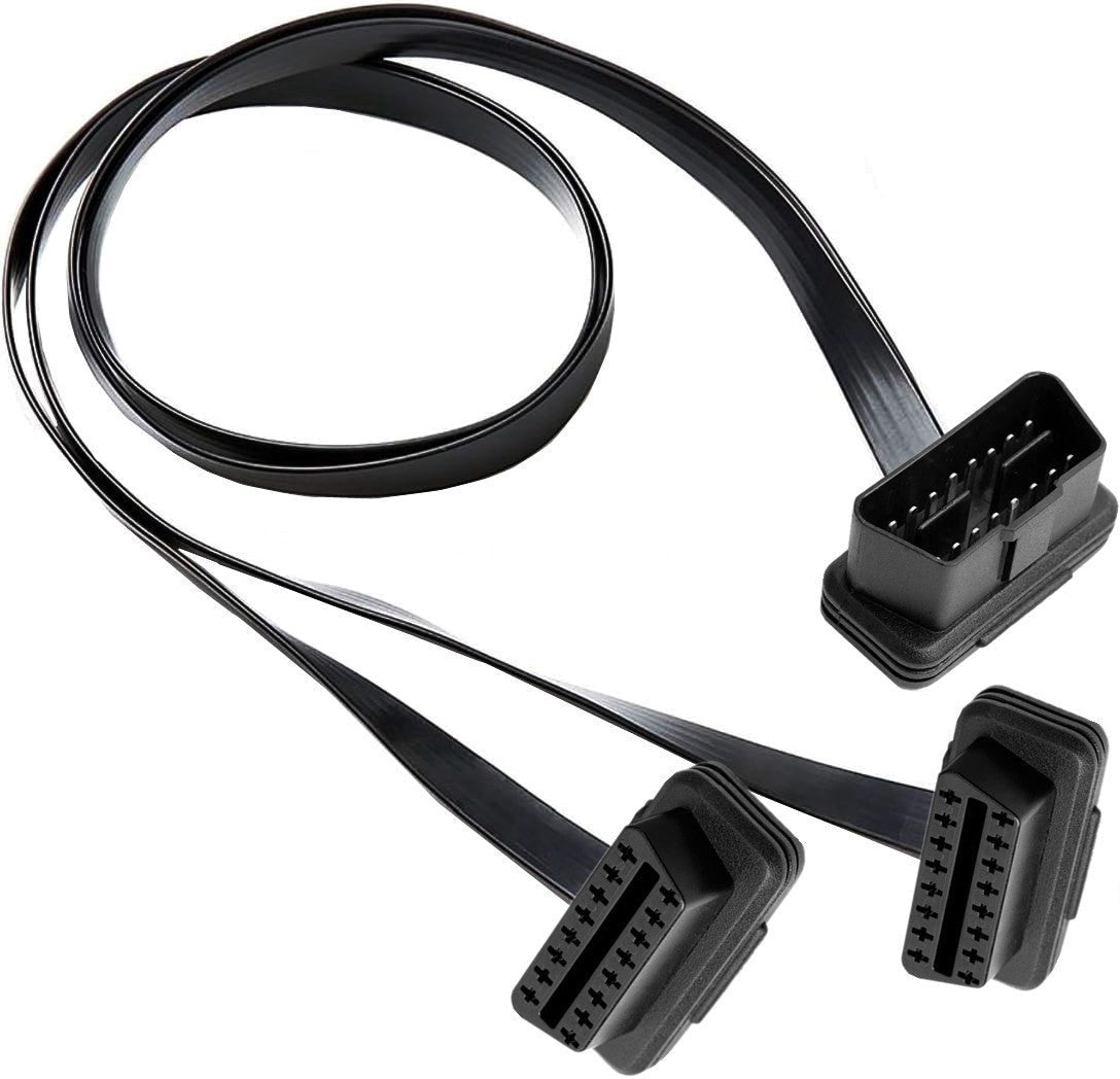  dual OBD2 female connectors splitter cable close up