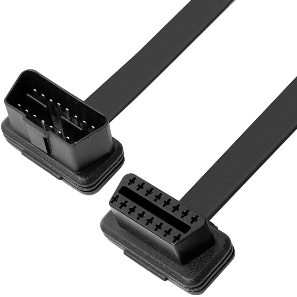 OBD2 extension cable connected inside car dashboard