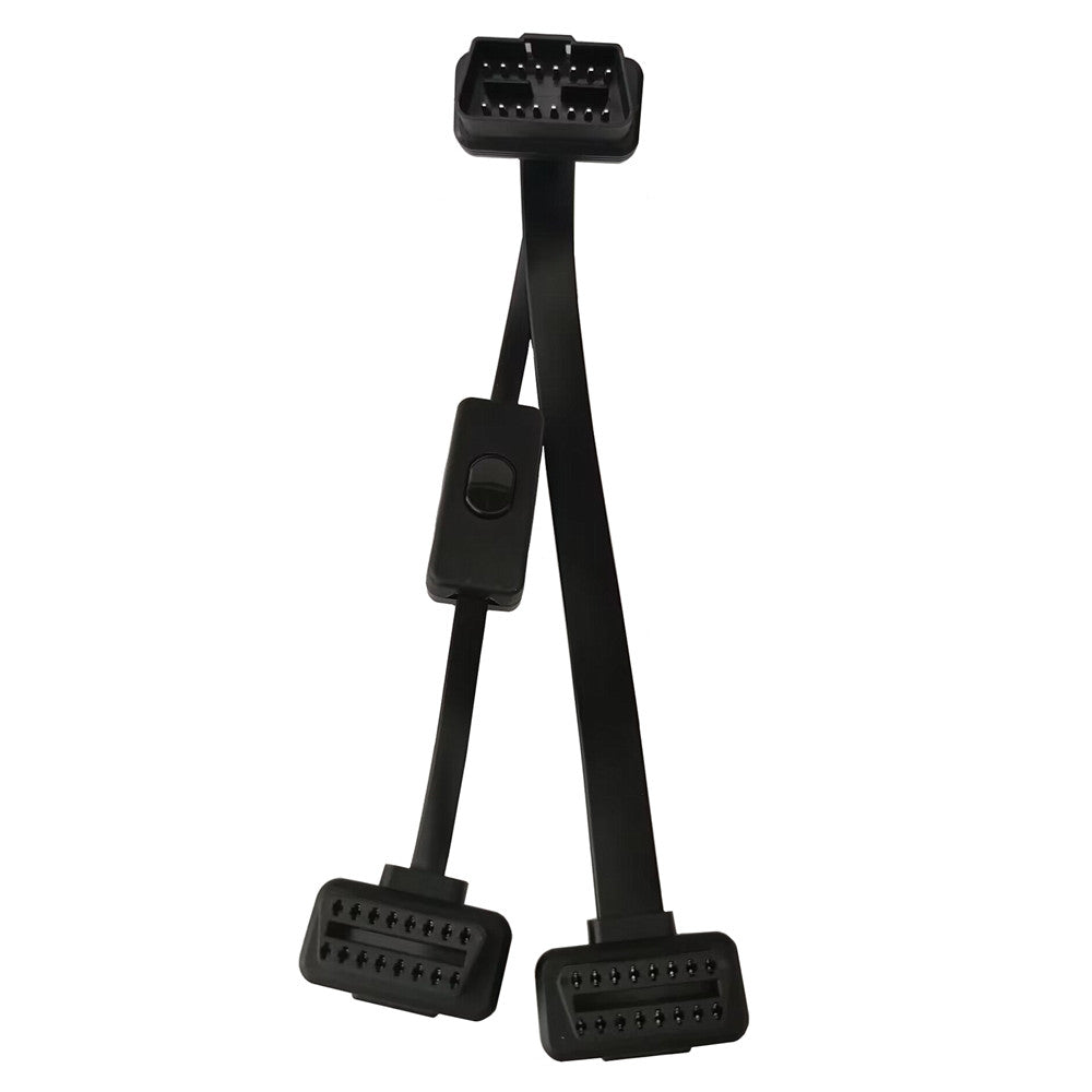 OBD2 16 pin flat splitter cable with power switch 0.45m