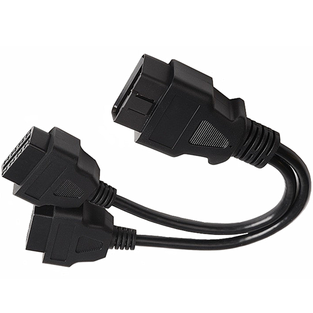 OBD2 splitter cable connected to car diagnostic port
