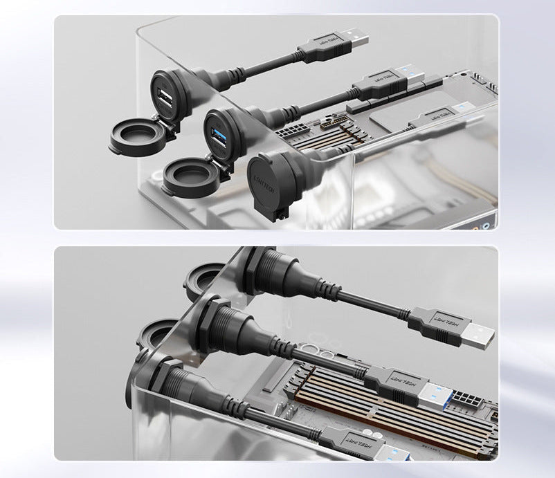 White USB 2.0 panel mount connector cable