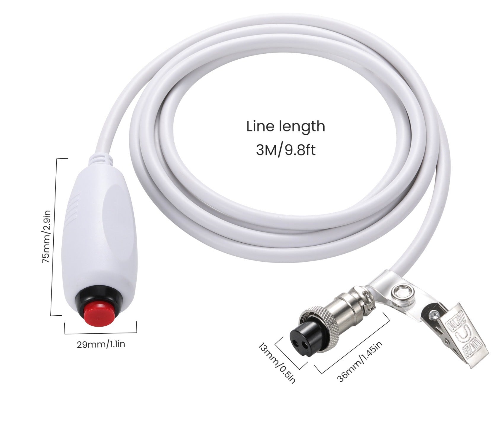 Patient alert call cord with integrated clip and push button for healthcare communication systems
