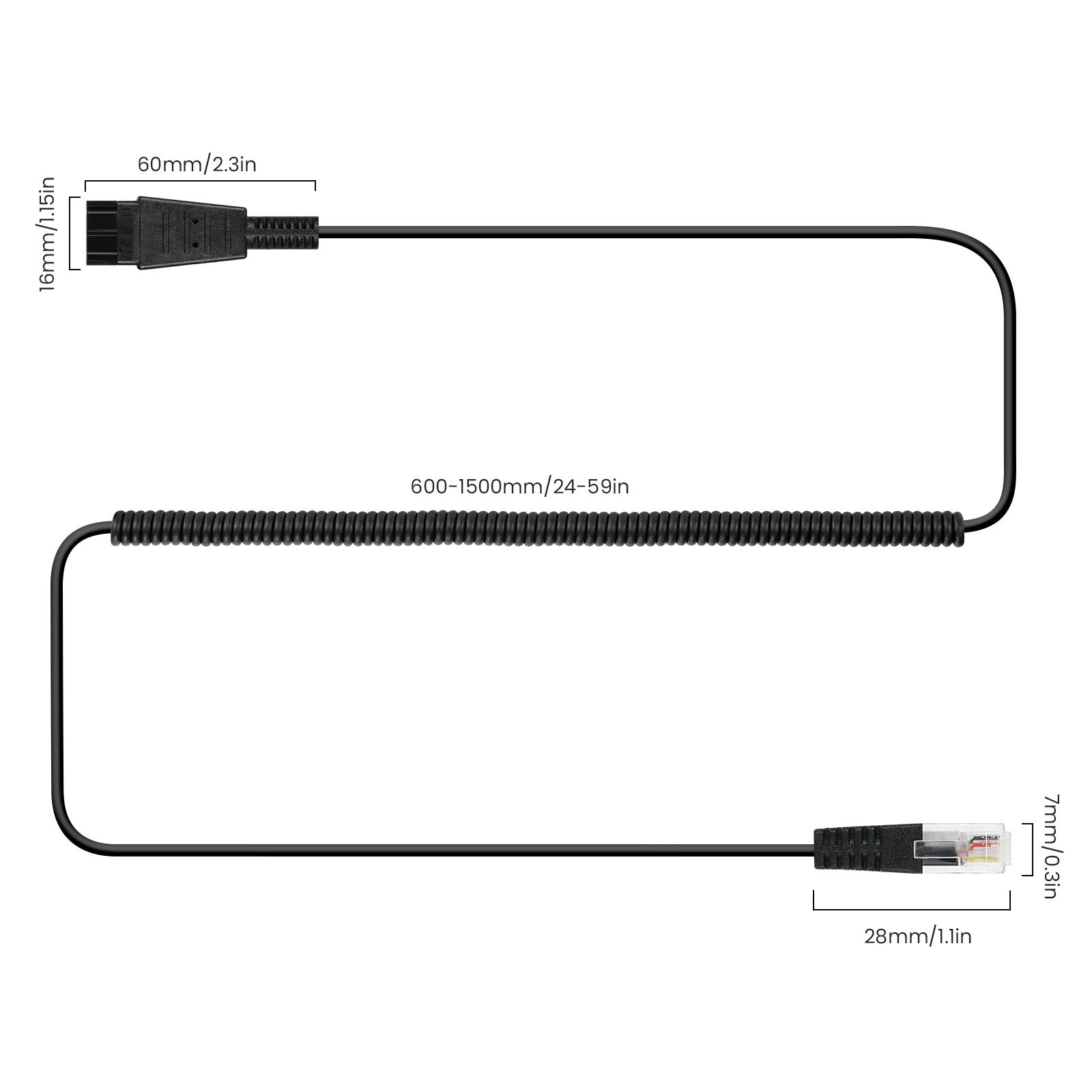 Telephone headset connection cable