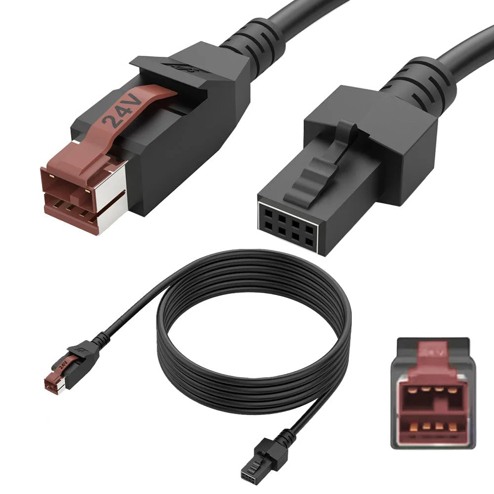 Computer cables with connectors on a white background