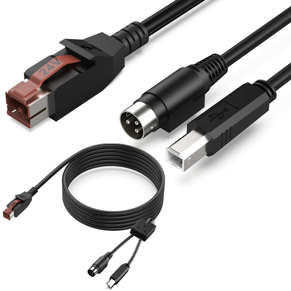 Set of USB and DIN connectors on a white background