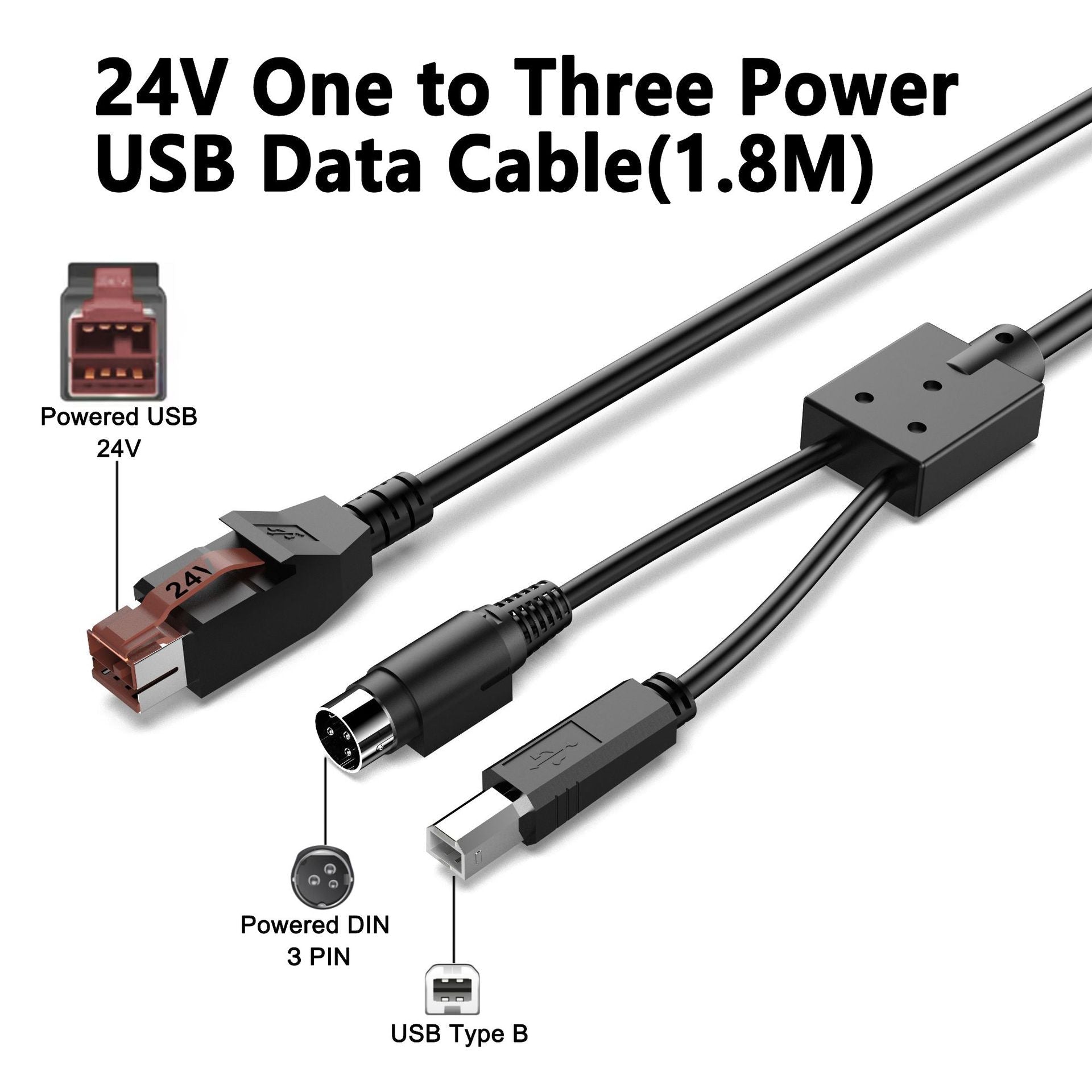 IBM Epson POS powered USB 24V printer scanner cable 