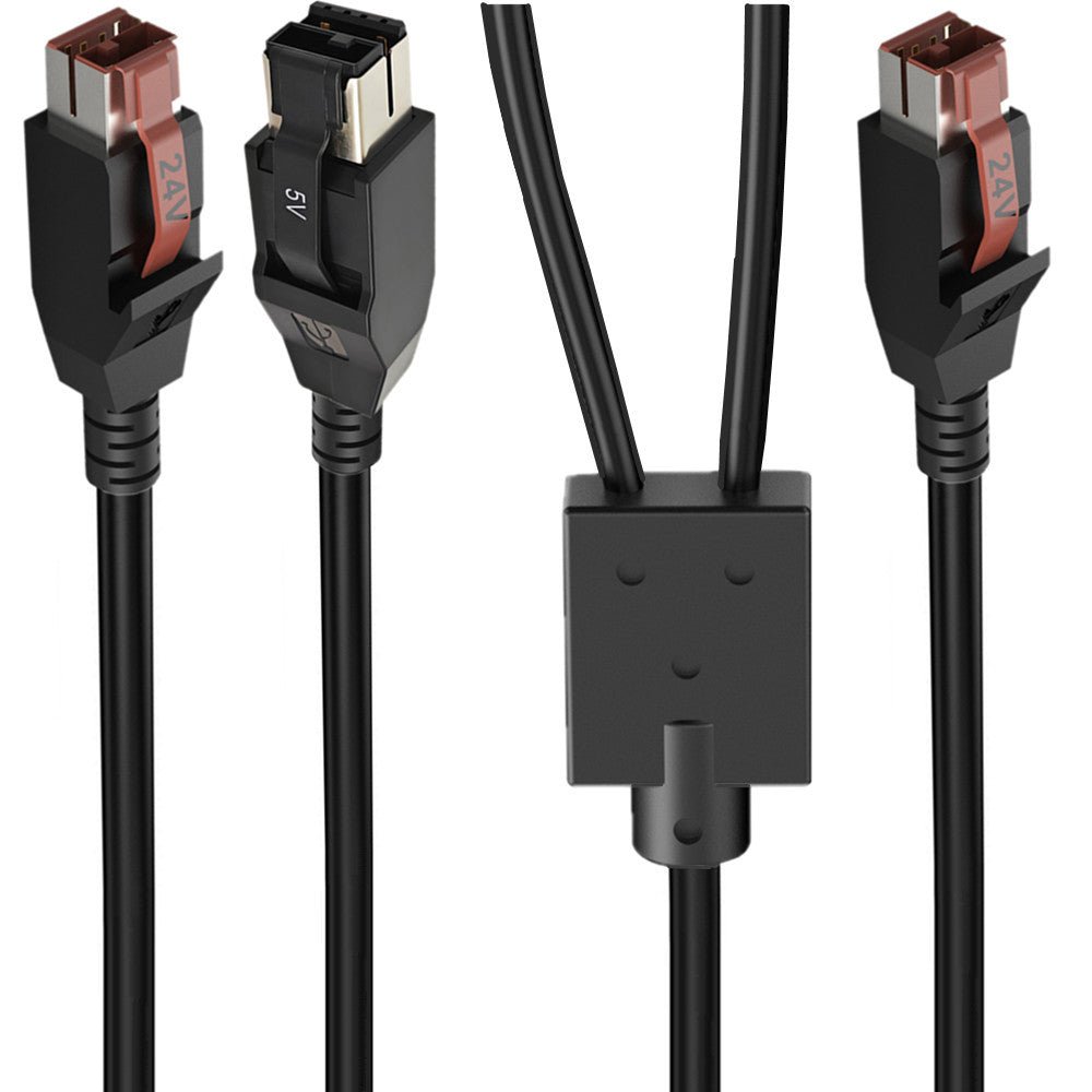 Black HDMI cable with connectors on a white background