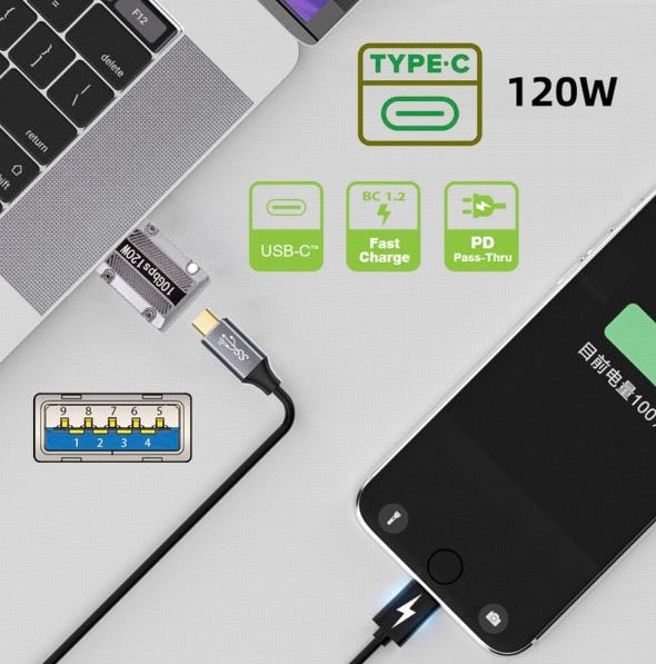 Premium metal USB C adapter for charging and data transfer applications