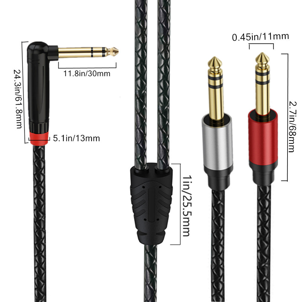 Braided right angle TRS stereo audio cable