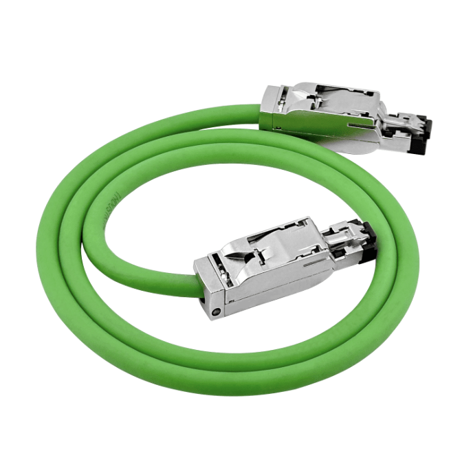industrial CAT5e Ethernet cable with reinforced RJ45 male connectors