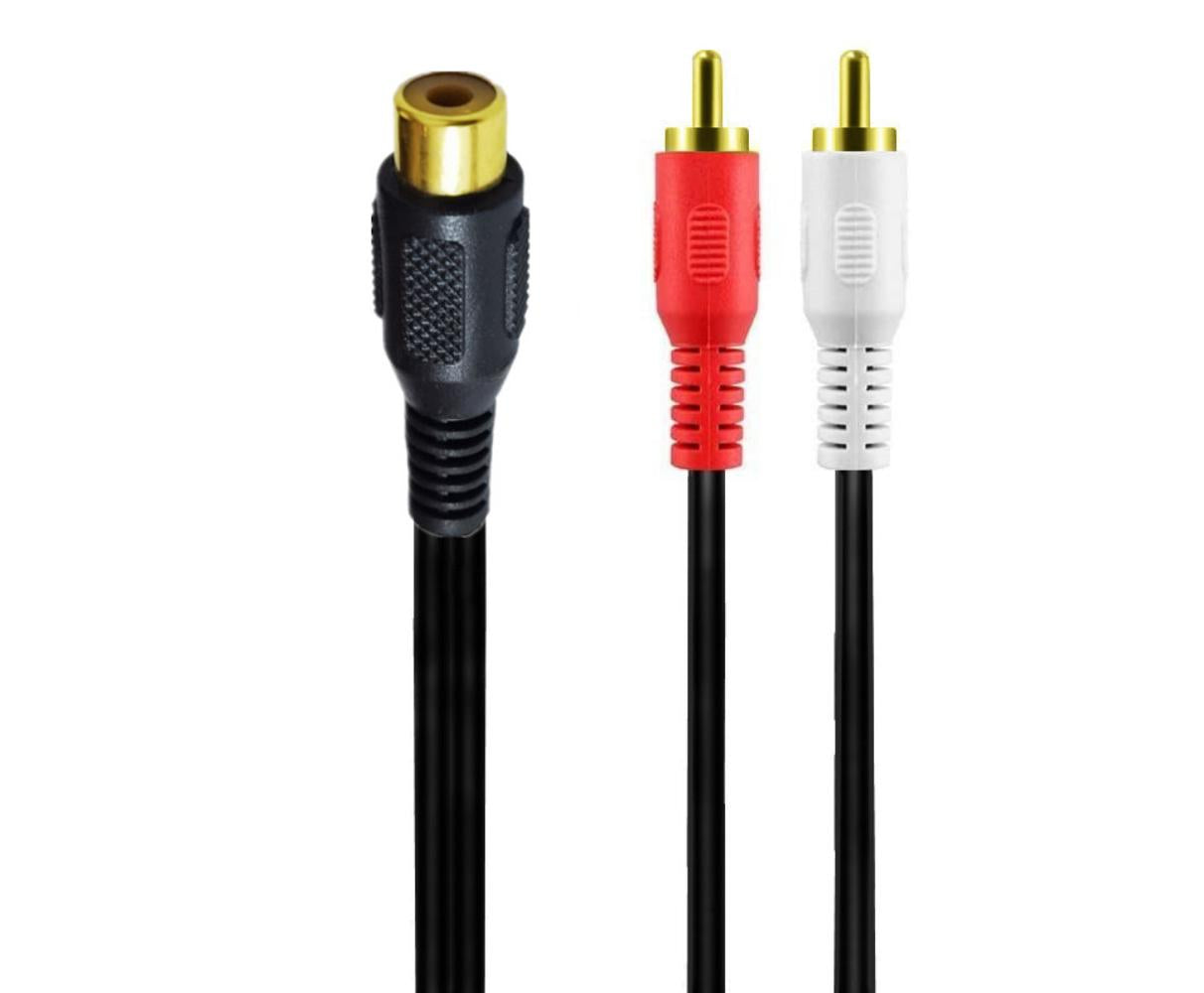 RCA female to dual RCA male audio Y splitter extension cable