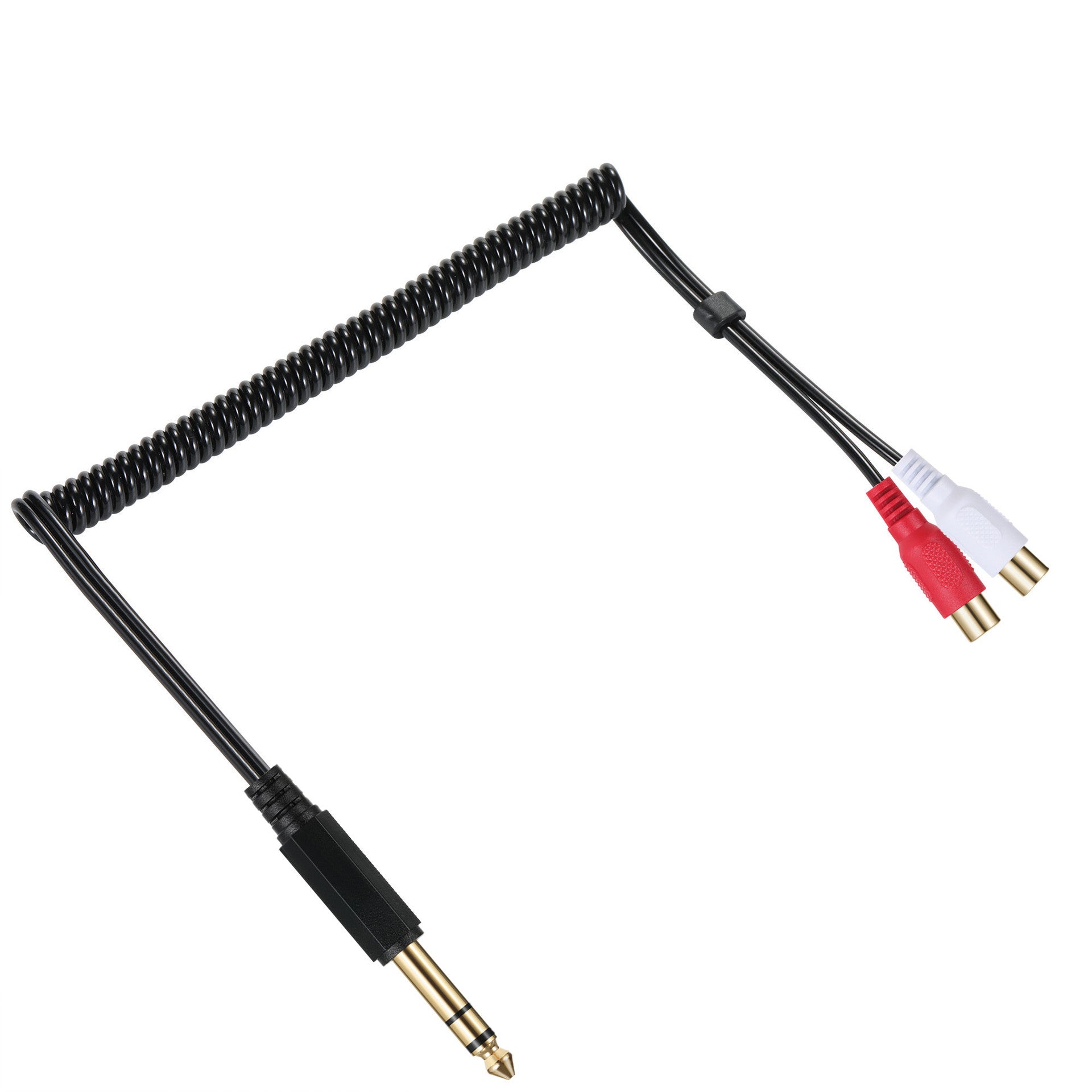 Red and white RCA connectors close up