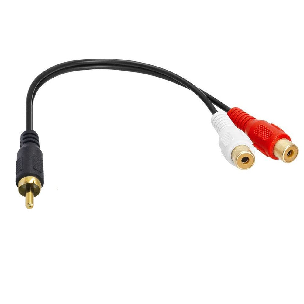 Compact RCA stereo splitter cable for home audio systems