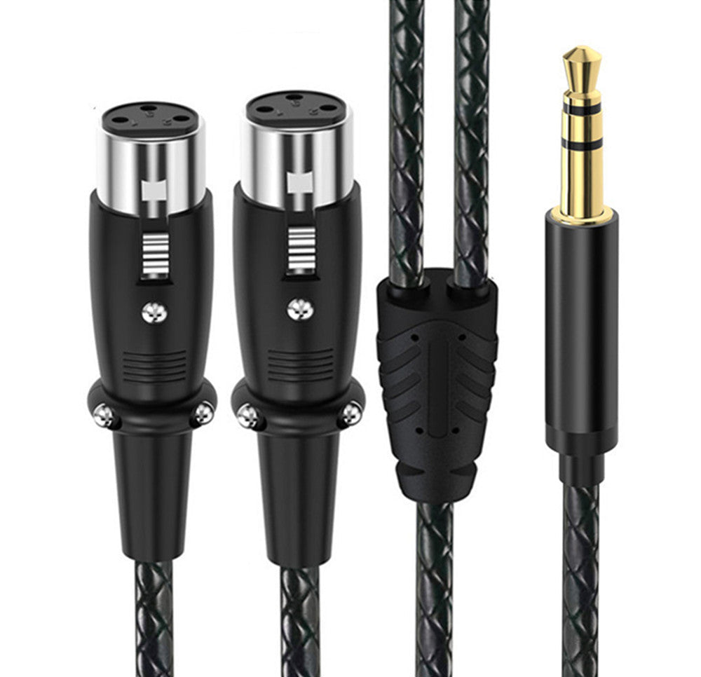 right angle 3.5mm TRS male to dual XLR female Y splitter cable
